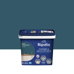 Peinture mur, RIPOLIN cuisine et salle de bain, 0.75 litre, bleu seychelles satin