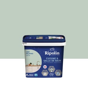 Peinture mur, RIPOLIN cuisine et bain, 0.75 litre, vert palatino satin