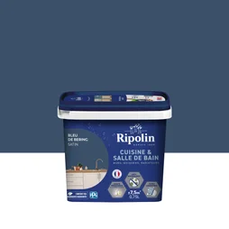 Peinture mur, RIPOLIN, cuisine et bain, 0.75 litre, bleu de bering satin