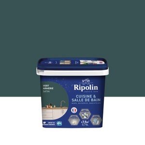 Peinture mur, RIPOLIN cuisine et bain, 0.75 litre, vert armerie satin