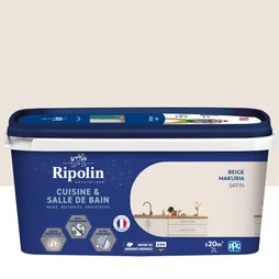 Peinture mur, RIPOLIN cuisine et bain, 2 litres, beige makuria satin
