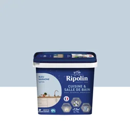 Peinture mur, RIPOLIN cuisine et bain, 0.75 litre, bleu maraone satin