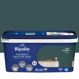Peinture mur, RIPOLIN cuisine et bain, 2 litres, vert armerie satin