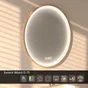 Miroir lumineux rond effet chêne Diam.75 cm Swann, Tactile, Anti-buée, Variateur