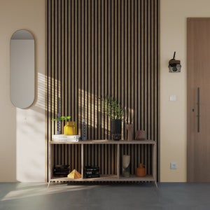 Panneau tasseaux finition chêne naturel fond noir Ravik ARTENS, 260X30cm