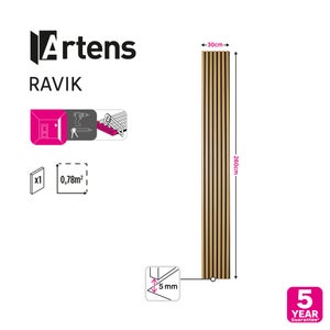 Panneau tasseaux finition chêne naturel fond noir Ravik ARTENS, 260X30cm