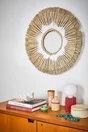 Miroir SOLEIA rond diam.70cm rotin naturel blanc INSPIRE