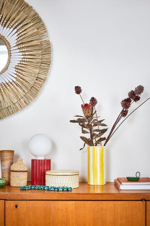 Miroir SOLEIA rond diam.70cm rotin naturel blanc INSPIRE