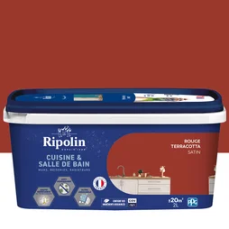 Peinture mur, RIPOLIN cuisine et bain, 2 litres, rouge terracotta satin