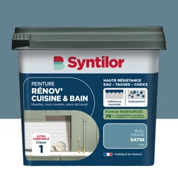 Peinture meuble bleu orage satin SYNTILOR Renov' cuisine et bain 0.75l