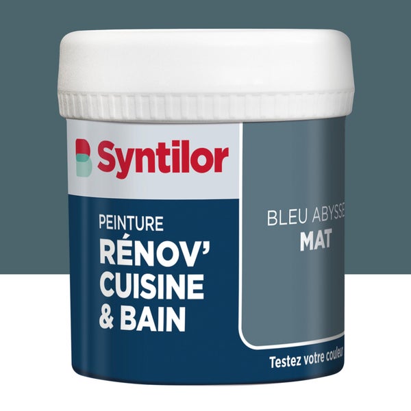 Testeur peinture meuble bleu abysse mat SYNTILOR Renov' cuisine et bain 0.075l