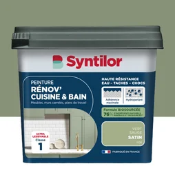 Peinture meuble vert sauge satin SYNTILOR Renov' cuisine et bain 0.75l