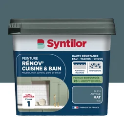 Peinture meuble bleu abysse mat SYNTILOR Renov' cuisine et bain 0.75l