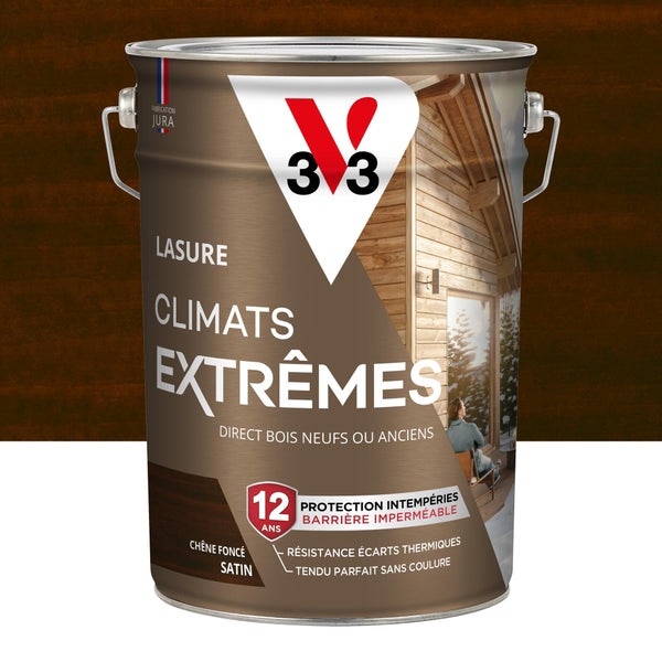 Lasure V33 Climats extrêmes 12 ans chêne foncé satiné 5 l