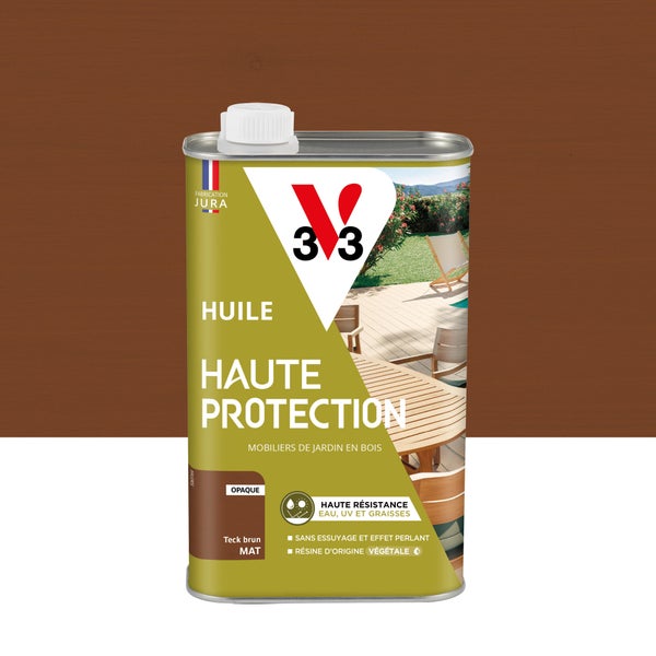 Huile pour bois extérieur V33 Haute protection teck brun mat 1 l