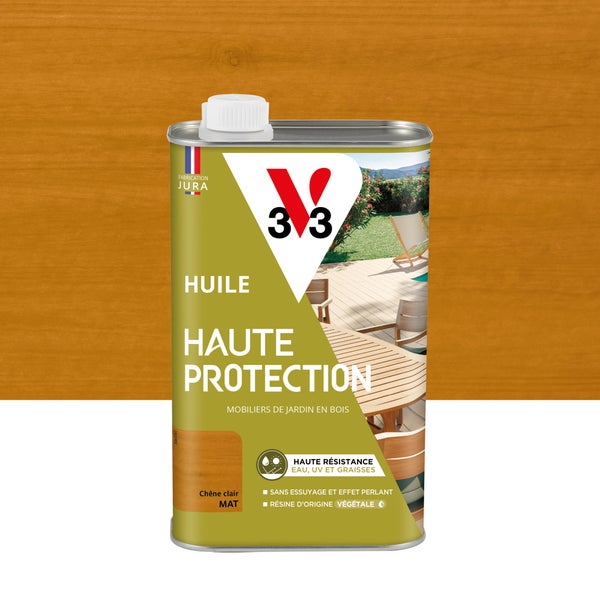 Huile pour bois extérieur V33 haute protection chêne clair mat 1l