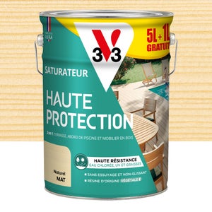 Saturateur pour bois extérieur V33 Haute protection naturel mat 5L+20% gratuit