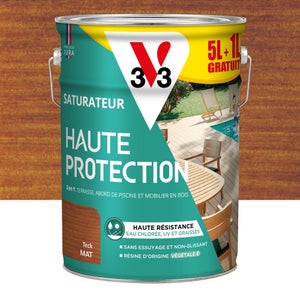 Saturateur pour bois extérieur V33 Haute protection teck mat 5L+20% gratuit