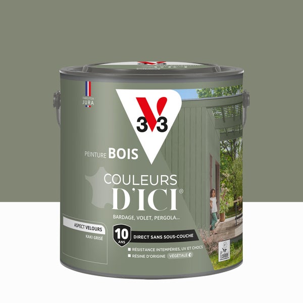 Peinture extérieure bois V33 Couleurs d'ici, kaki grisé velours 2l