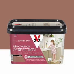 Peinture meuble, V33 Rénovation cuisine et bain, 2l, ocre rouge mat