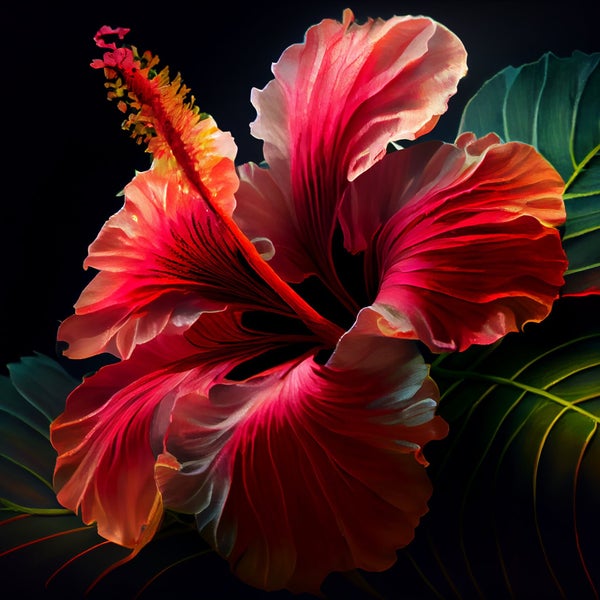 Toile imprimée Hibiscus, CEANOTHE 45 x 45 cm