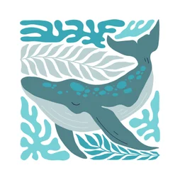 Toile imprimée Illu Baleine, CEANOTHE l.30 x H.30 cm