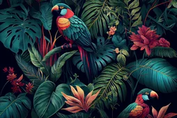 Toile imprimée Perroquets, CEANOTHE 65 x 97 cm
