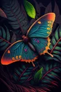 Toile imprimée Papillon néon, CEANOTHE 30 x 45 cm