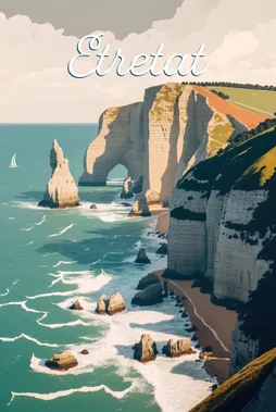 Toile imprimée Etretat, CEANOTHE l.65 x H.45 cm