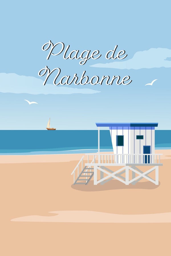 Toile imprimée Plage Narbonne, CEANOTHE l.30 x H.45 cm