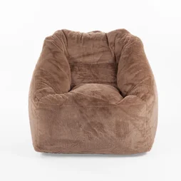 Fauteuil en fausse fourrure Marco, marron beige h. 80 cm x l. 80 cm