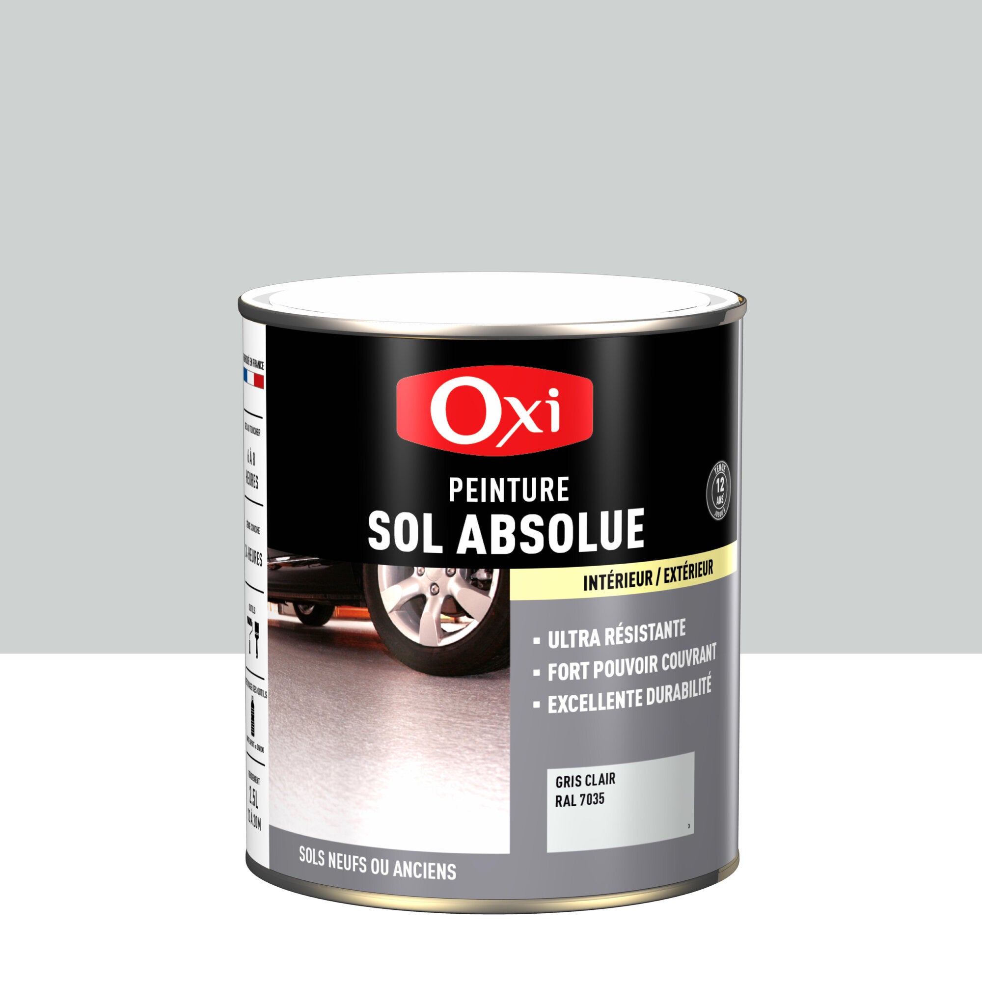 Peinture sol Absolue OXI, RAL 7035, gris clair satiné, 2.5 l