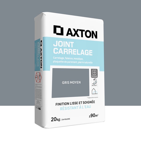 Mortier de jointoiement carrelage / mosaïque AXTON gris moyen 20kg