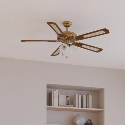 Ventilateur de plafond avec éclairage Reunion INSPIRE, chêne 