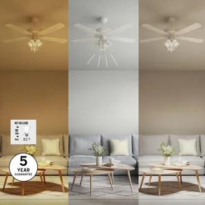 Ventilateur de plafond avec éclairage Bahamas INSPIRE, blanc 