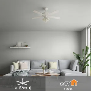 Ventilateur de plafond avec éclairage Bahamas INSPIRE, blanc 