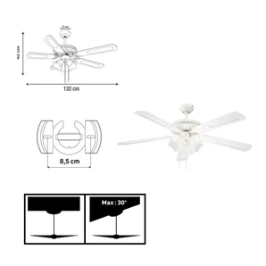 Ventilateur de plafond avec éclairage Bahamas INSPIRE, blanc 