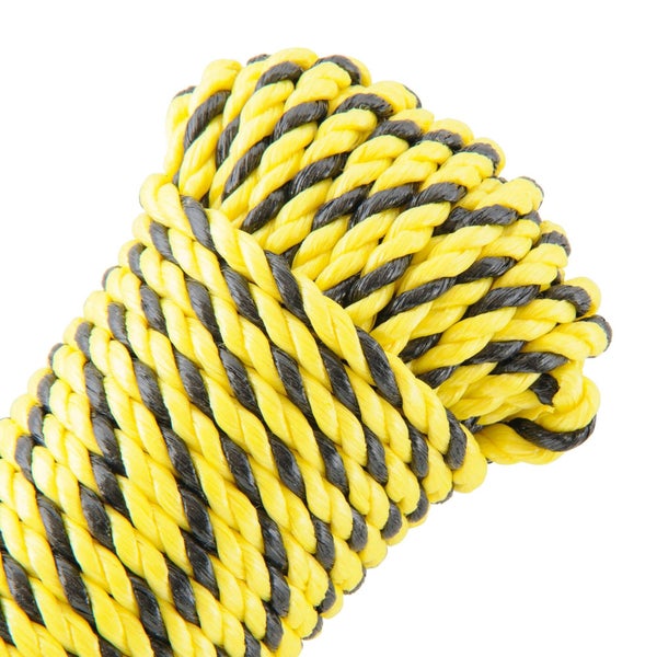 Corde polypropylène torsadée jaune et noir diamètre 6 mm x l.25 m 1er prix