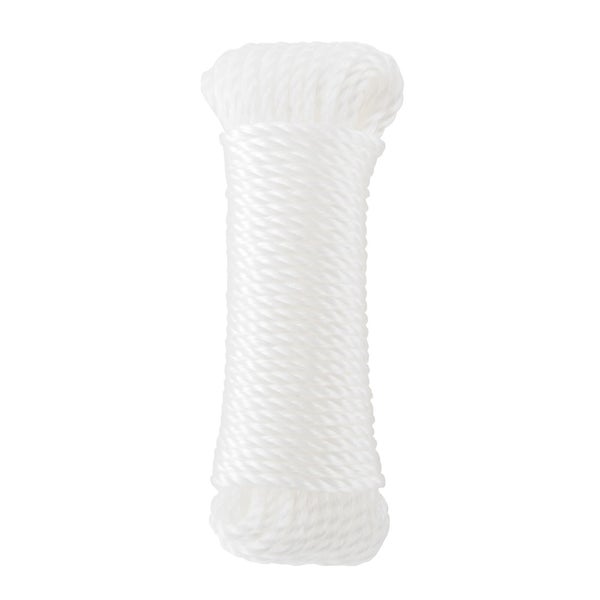 Corde polypropylène tressée creuse blanche diamètre 6mm x l20m, STANDERS
