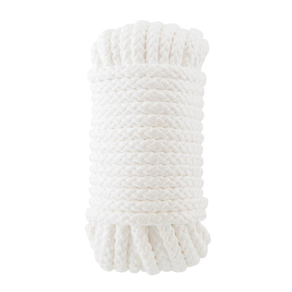 Corde polypropylène tressée creuse blanche diamètre 12mm x l15m, STANDERS