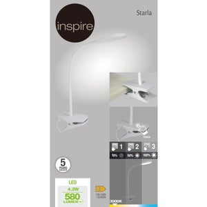 Lampe de bureau Starla, blanc, H.35 cm INSPIRE LED