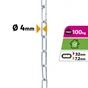 Chaine acier zingué maille longue diamètre 4mm longueur 2.5m 100kg, STANDERS