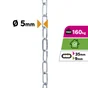 Chaine acier zingué maille longue diamètre 5mm longueur 2.5m 160kg, STANDERS