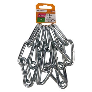 Chaine acier zingué maille longue diamètre 8mm longueur 1m 400kg, STANDERS