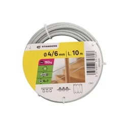 Câble acier gaine pvc diamètre 6mm longueur 10 m, STANDERS