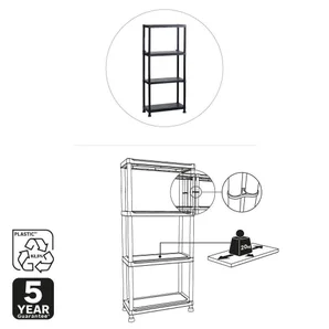 Etagère résine noir produit sans finition, 4 tablettes l.60xH.135xP.30