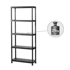 Etagère plastique noir produit sans finition SPACEO, 5 tablettes l.75xH.176xP.32