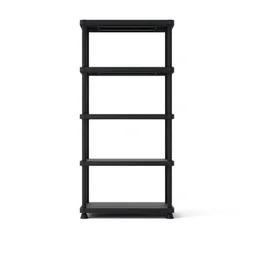 Etagère plastique noir mat SPACEO, 5 tablettes l.90xH.187.5xP.45