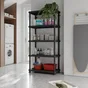 Etagère plastique noir mat SPACEO, 5 tablettes l.90xH.187.5xP.45