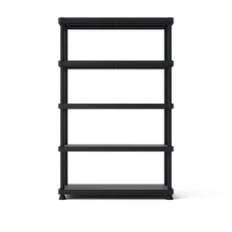 Etagère en plastique à 5 tablettes, SPACEO, l.120 x H.187.5 x P.45 cm noir mat